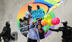 Illustration of LGBTQ+ activists around the world.